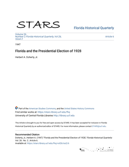 Florida and the Presidential Election of 1928