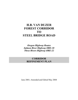 ORE-18 Van Duzer-Steel Bridge Road Corridor Refinement