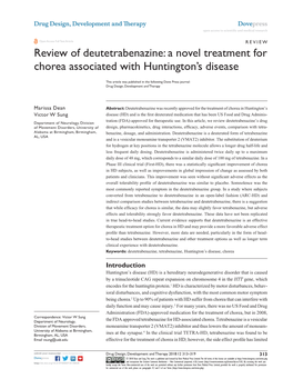 Review of Deutetrabenazine: a Novel Treatment for Chorea Associated with Huntington’S Disease