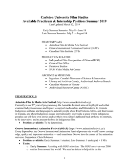 Available Practicum & Internship Positions