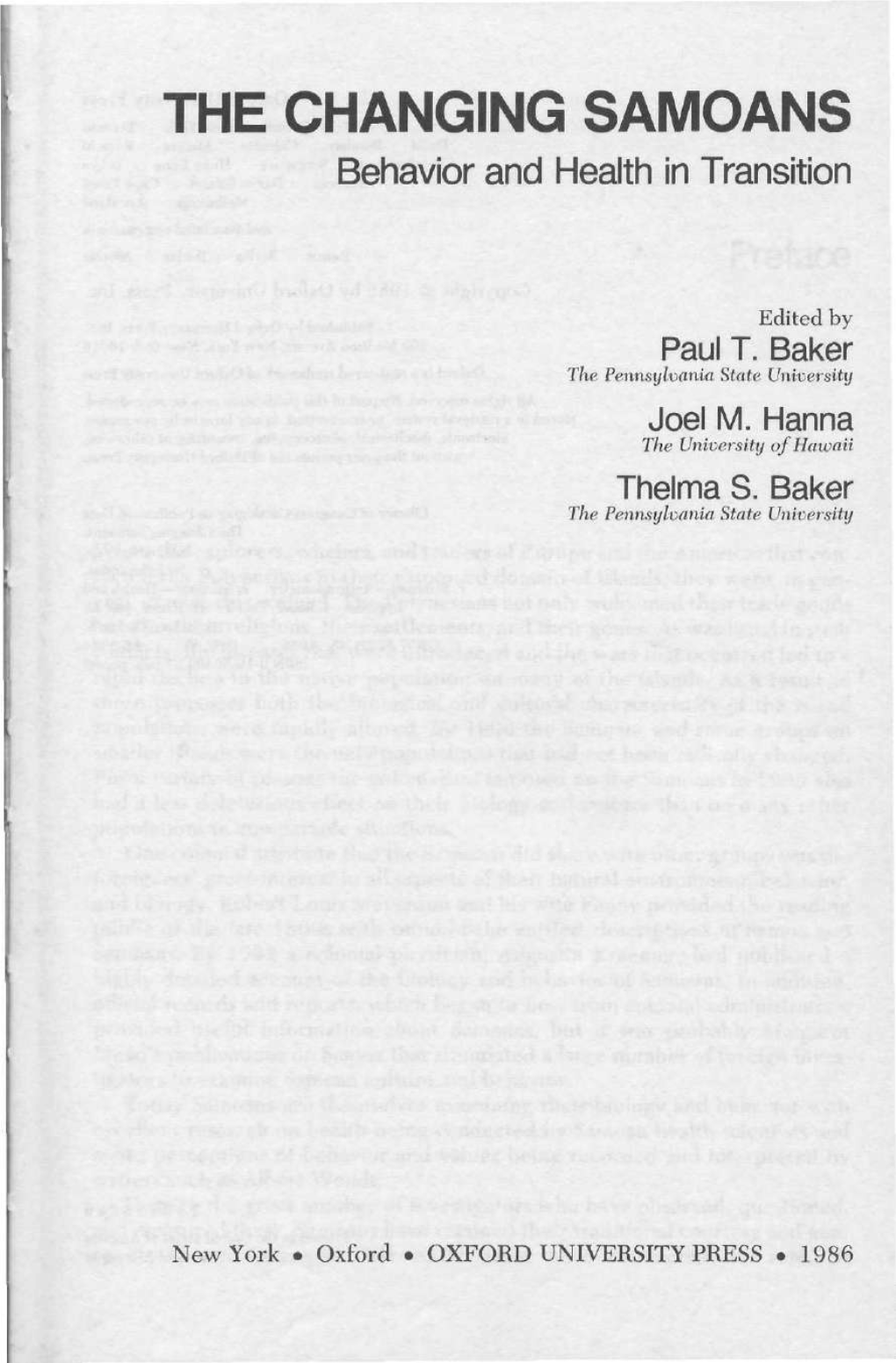 THE CHANGING SAMOANS Behavior and Health in Transition