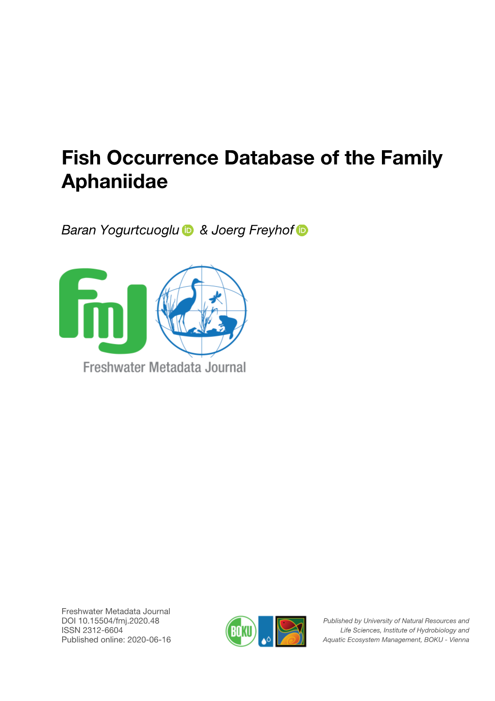 Fish Occurrence Database of the Family Aphaniidae