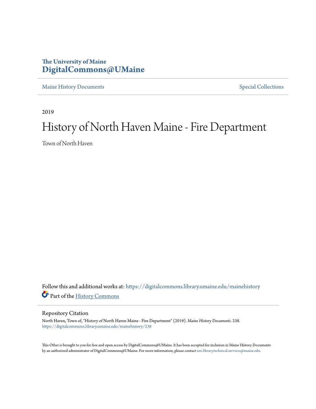 History of North Haven Maine - Fire Department Town of North Haven
