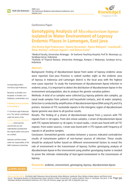 Genotyping Analysis of Mycobacterium Leprae Isolated In