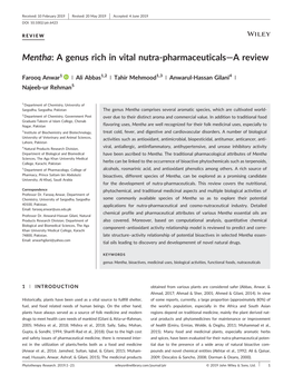 Mentha: a Genus Rich in Vital Nutra-Pharmaceuticals—A Review