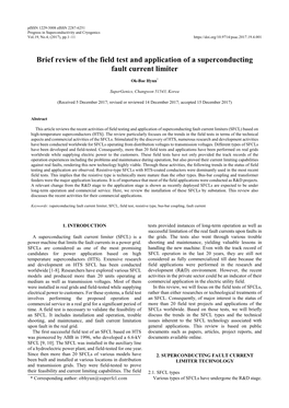 Brief Review of the Field Test and Application of a Superconducting Fault Current Limiter