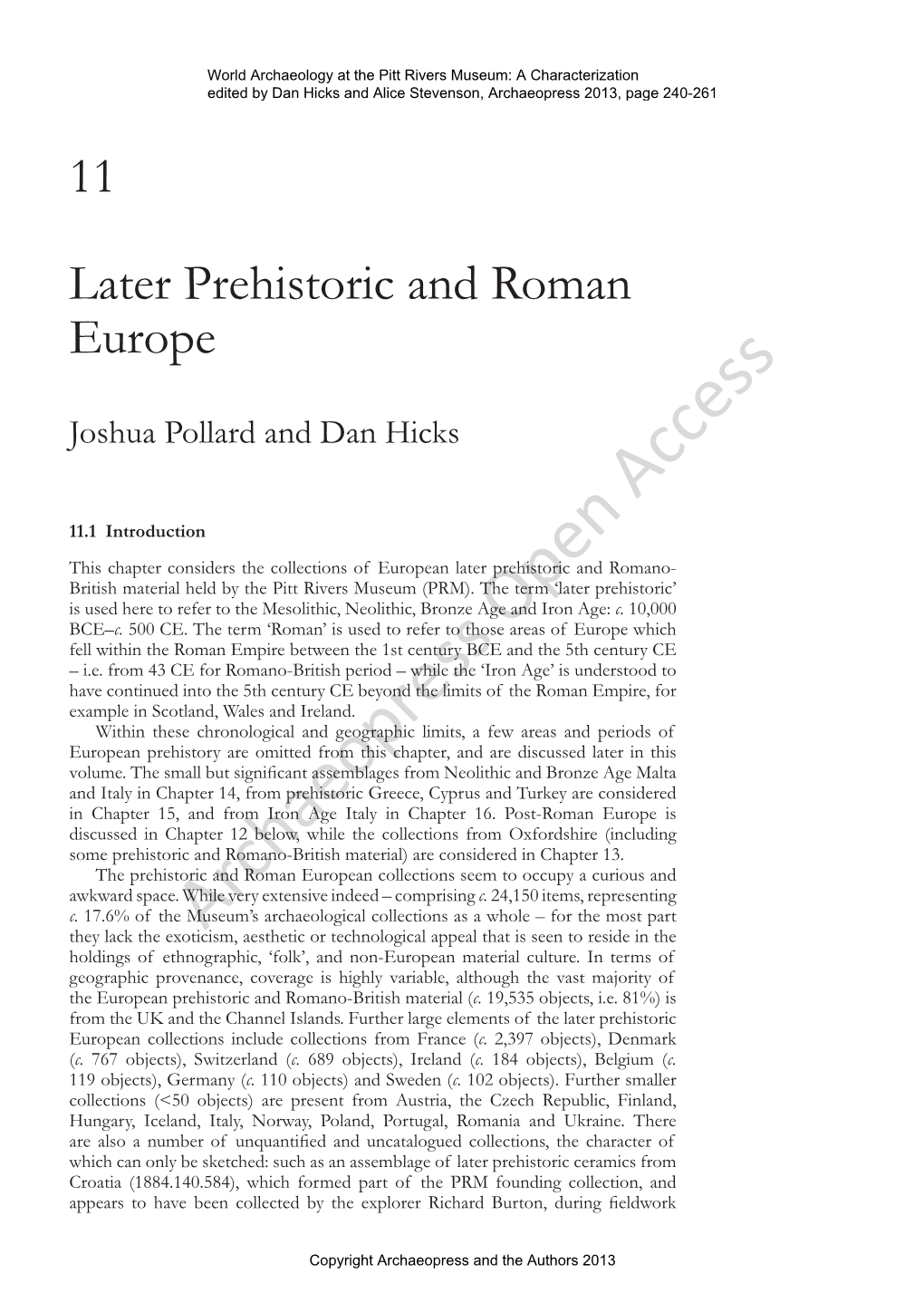 Later Prehistoric and Roman Europe