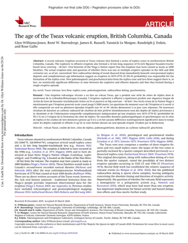 The Age of the Tseax Volcanic Eruption, British Columbia, Canada Glyn Williams-Jones, René W
