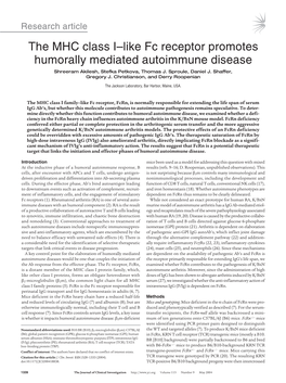 The MHC Class I–Like Fc Receptor Promotes Humorally Mediated Autoimmune Disease Shreeram Akilesh, Stefka Petkova, Thomas J