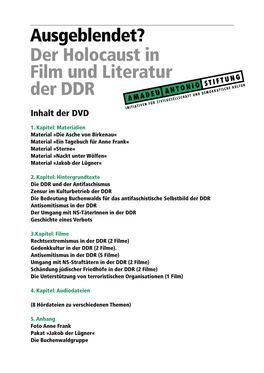 Der Holocaust in Film Und Literatur Der DDR