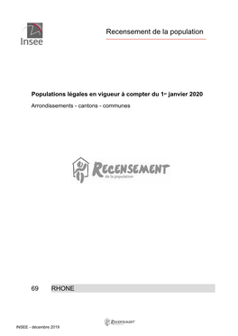 Populations Légales En Vigueur À Compter Du 1Er Janvier 2020