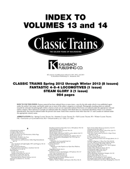 Classic Trains' 2012-2013 Index