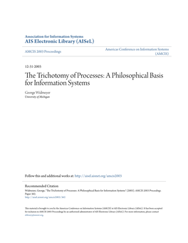The Trichotomy of Processes: a Philosophical Basis for Information Systems