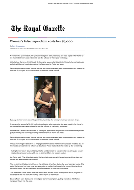 Woman's False Rape Claim Costs Her $7,000 | the Royal Gazette:Bermuda News