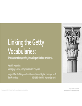 Linking the Getty Vocabularies: the Content Perspective, Including an Update on CONA