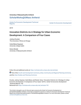 Innovation Districts As a Strategy for Urban Economic Development: a Comparison of Four Cases