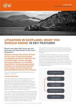 Litigation in Scotland. What You Should Know: 10 Key Features