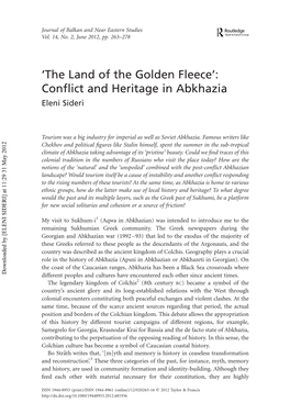 'The Land of the Golden Fleece': Conflict and Heritage in Abkhazia