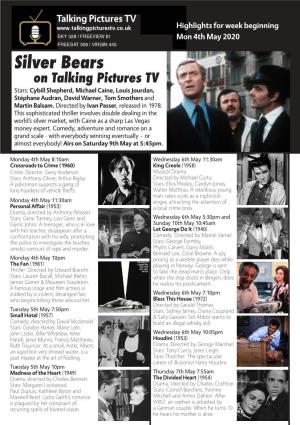 Silver Bears on Talking Pictures TV Stars: Cybill Shepherd, Michael Caine, Louis Jourdan, Stéphane Audran, David Warner, Tom Smothers and Martin Balsam