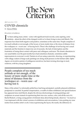 COVID Chronicle by Karen Wilkin