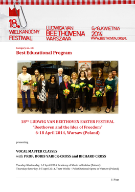 Best Educational Program 18TH LUDWIG VAN BEETHOVEN