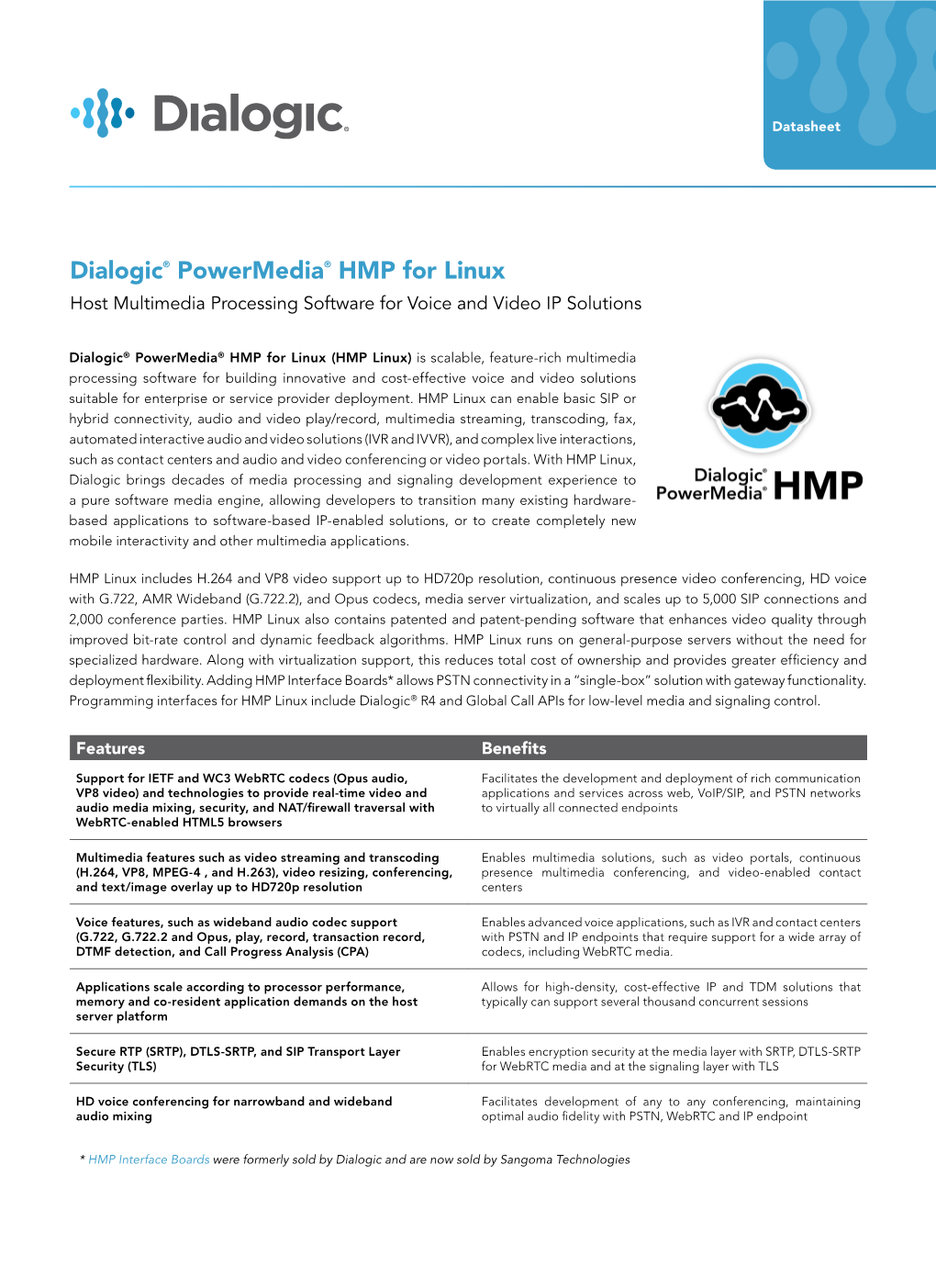 Dialogic® Powermedia® HMP for Linux Host Multimedia Processing Software for Voice and Video IP Solutions