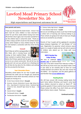 Lawford Mead Primary School Newsletter No. 26