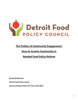 How to Involve Community in Needed Food Policy Reform