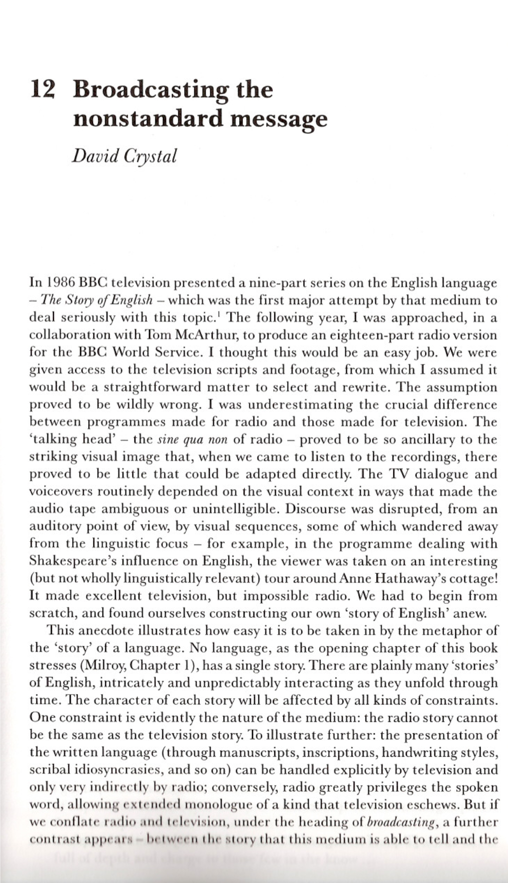 12 Broadcasting the Nonstandard Message David Crystal