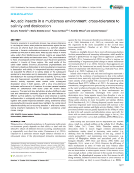Aquatic Insects in a Multistress Environment: Cross-Tolerance To