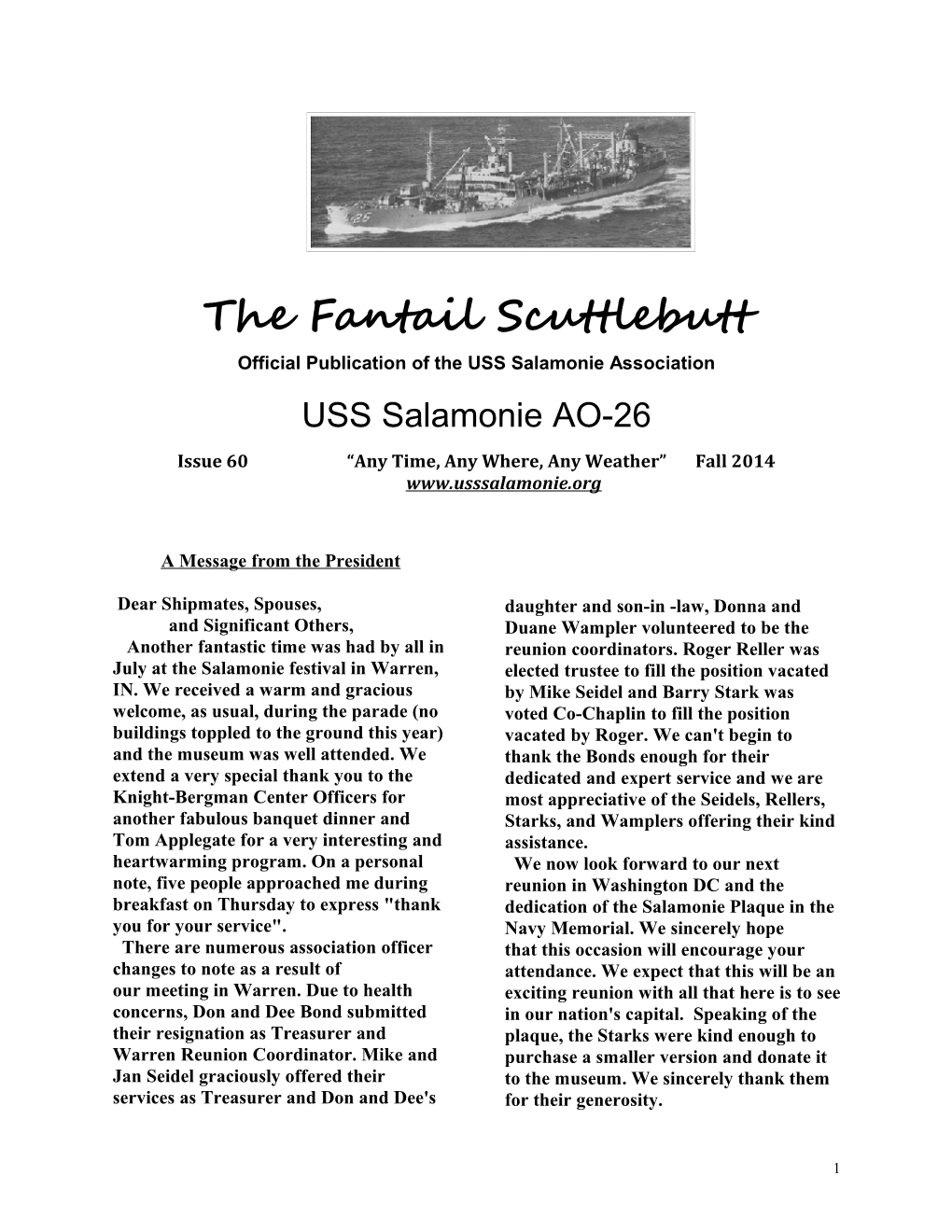 Official Publication of the USS Salamonie Association