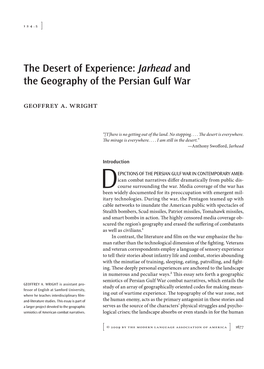 The Desert of Experience: Jarhead and the Geography of the Persian Gulf War Geoffrey A