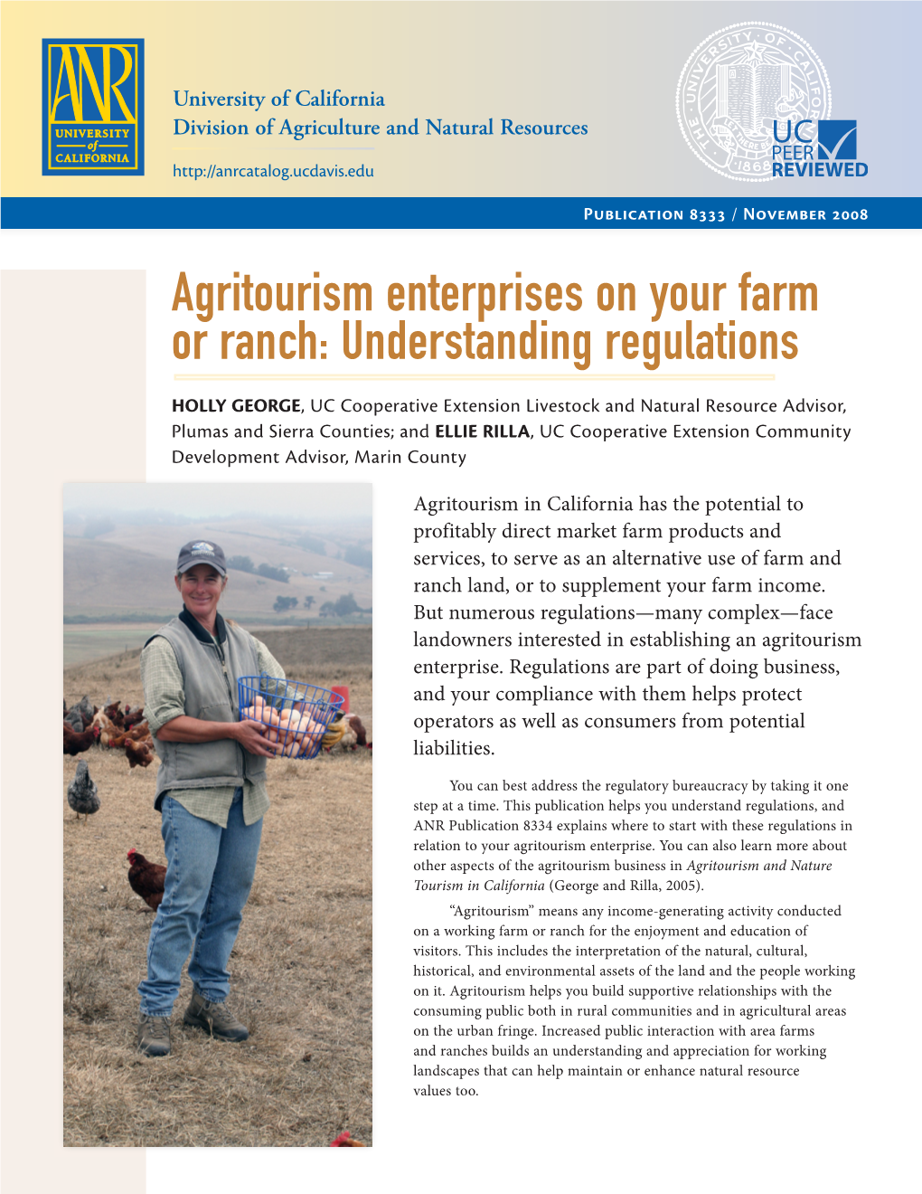 Agritourism Enterprises on Your Farm Or Ranch: Understanding Regulations