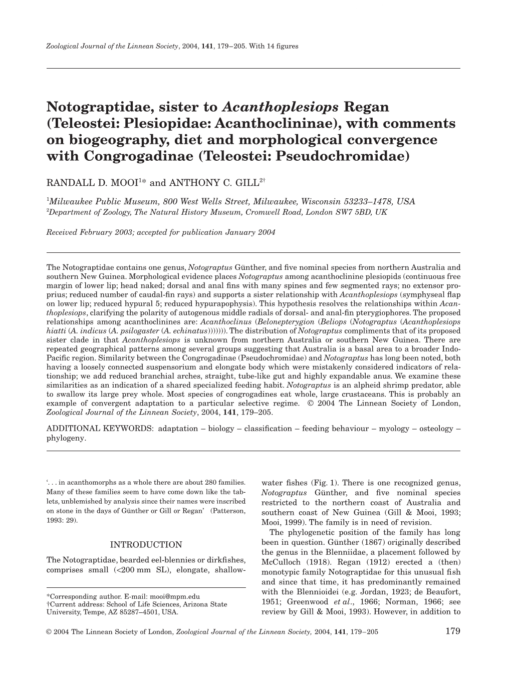 With Comments on Biogeography, Diet and Morphological Convergence with Congrogadinae (Teleostei: Pseudochromidae)