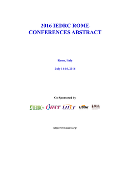2016 Iedrc Rome Conferences Abstract