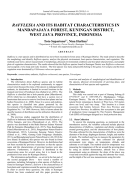 Rafflesia and Its Habitat Characteristics in Mandapajaya Forest, Kuningan District, West Java Province, Indonesia
