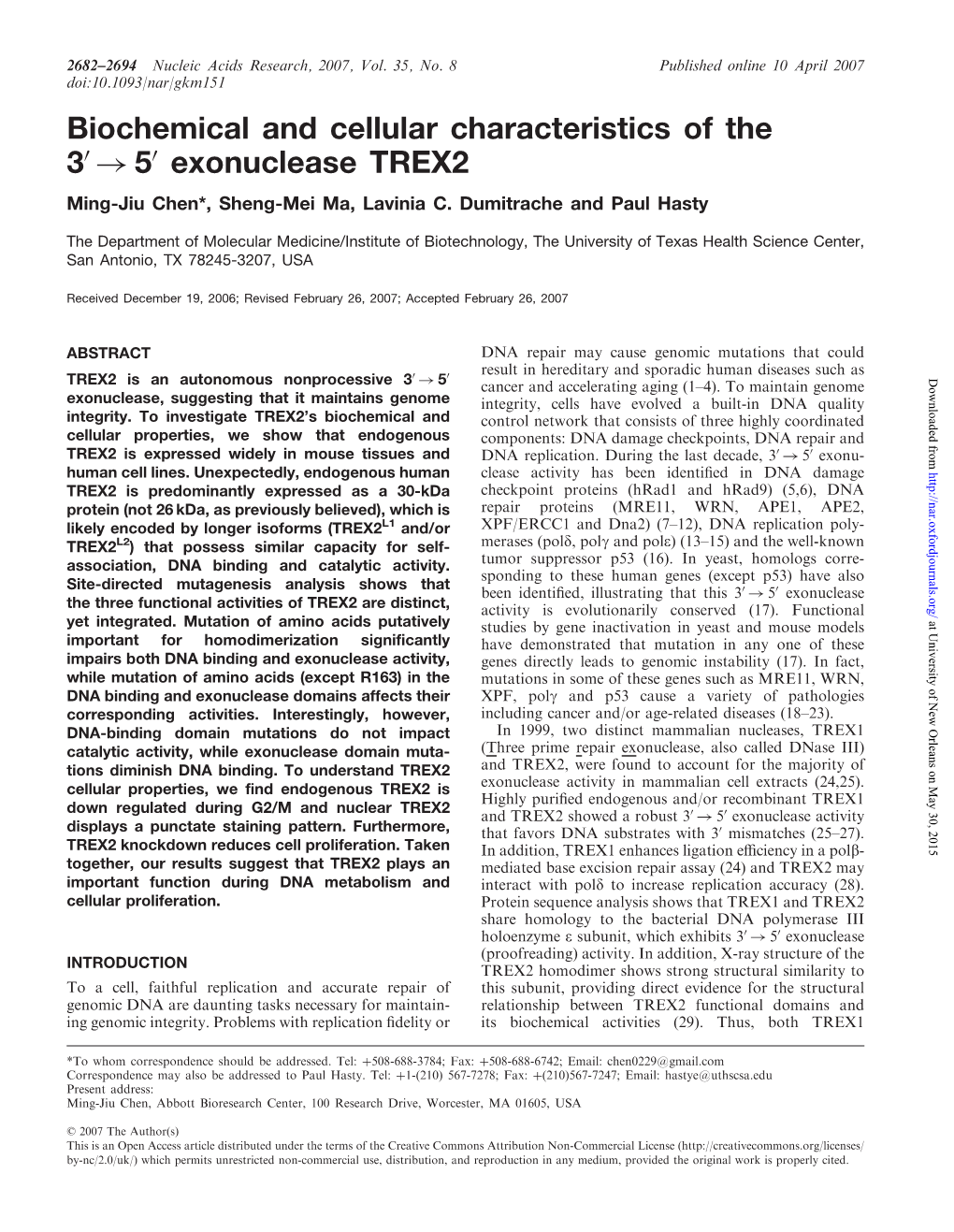 5 0 Exonuclease TREX2