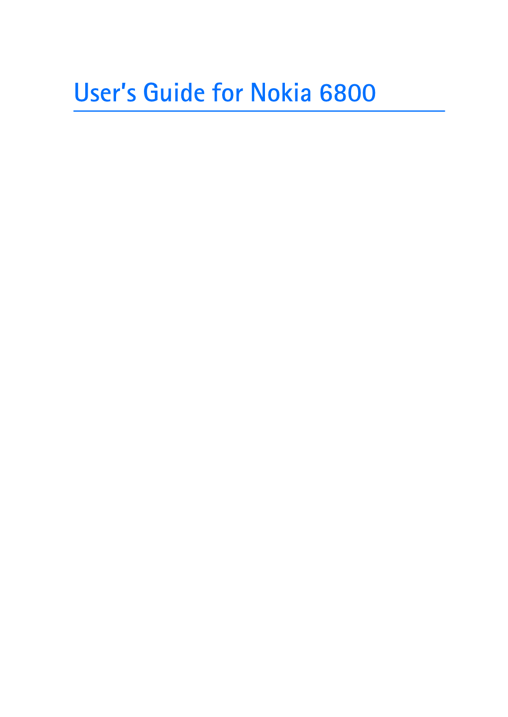 User's Guide for Nokia 6800