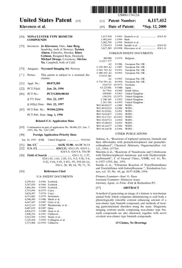 United States Patent (19) 11 Patent Number: 6,117,412 Klaveness Et Al