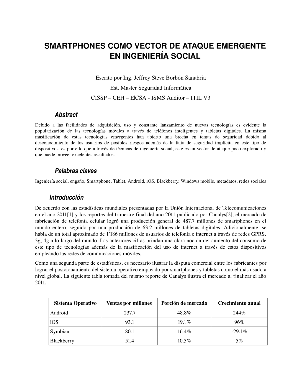 Smartphones Como Vector De Ataque Emergente En Ingeniería Social