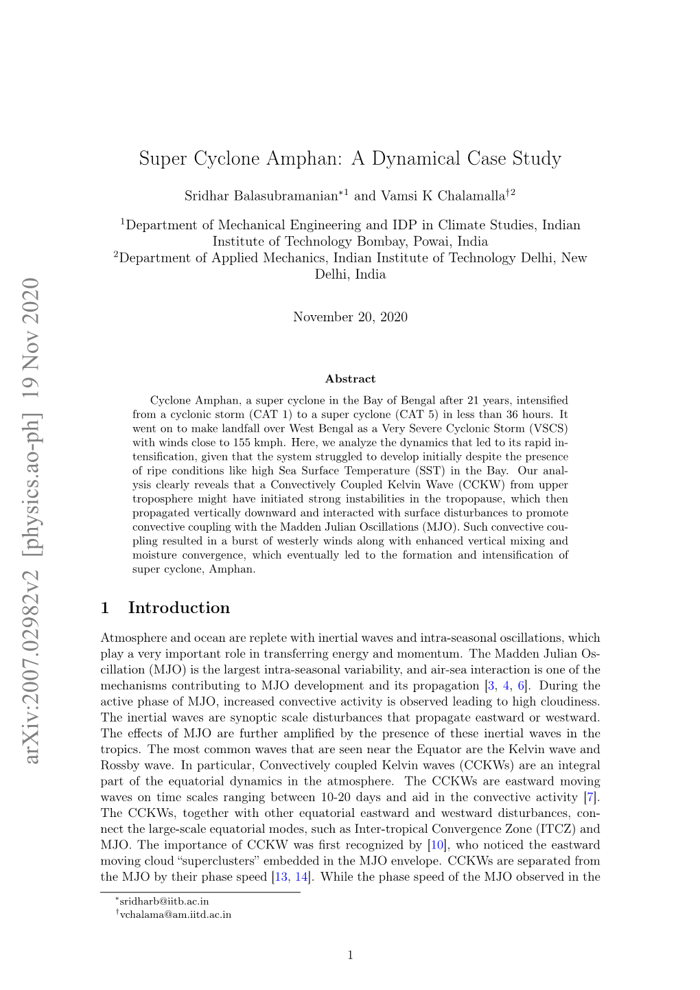 Arxiv:2007.02982V2 [Physics.Ao-Ph] 19 Nov 2020 Rossby Wave