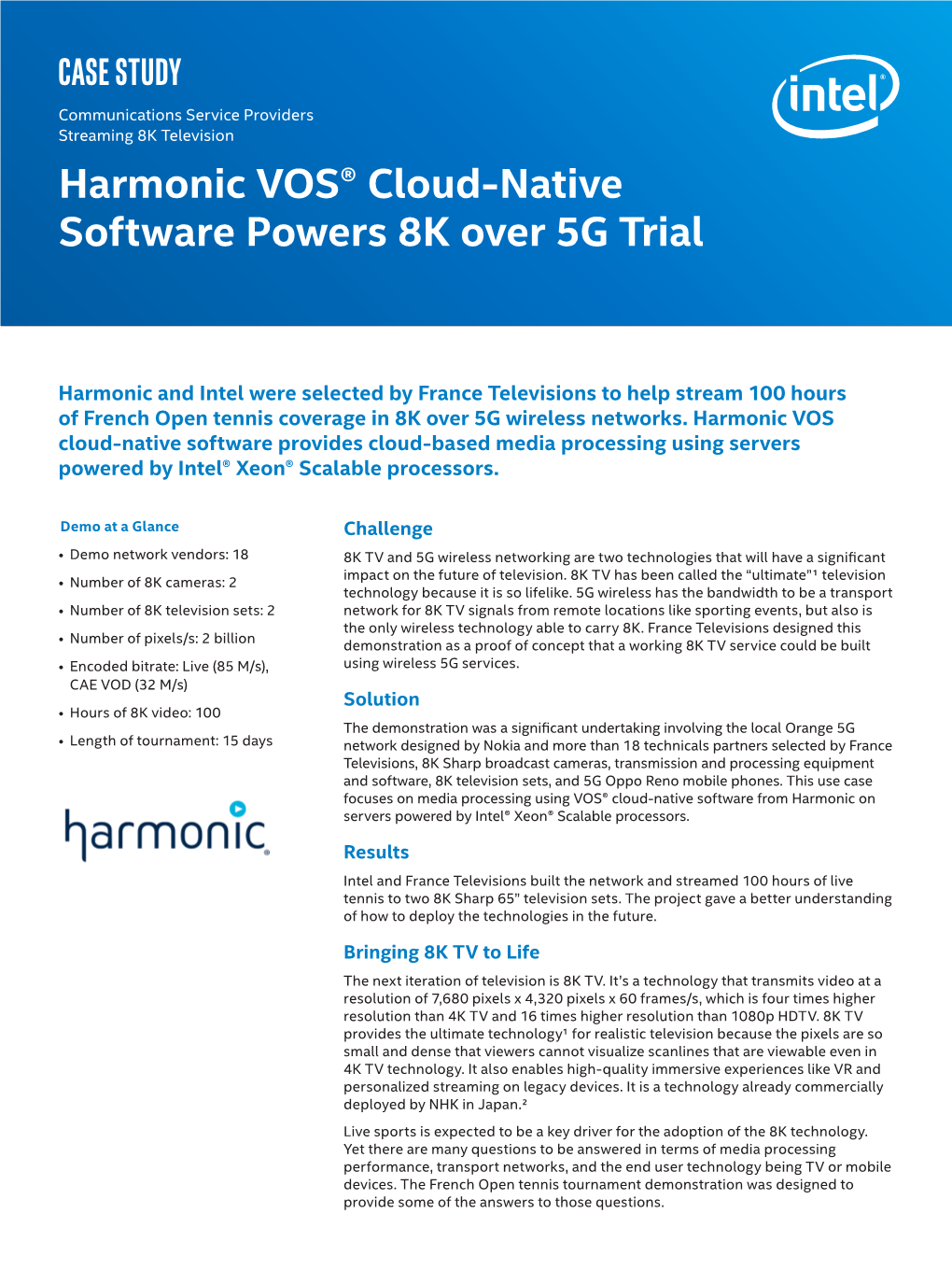 Harmonic VOS® Cloud-Native Software Powers 8K Over 5G Trial