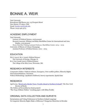 Bonnie Weir CV