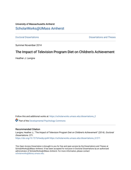 The Impact of Television Program Diet on Children's Achievement