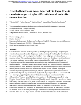 Growth Allometry and Dental Topography in Upper Triassic