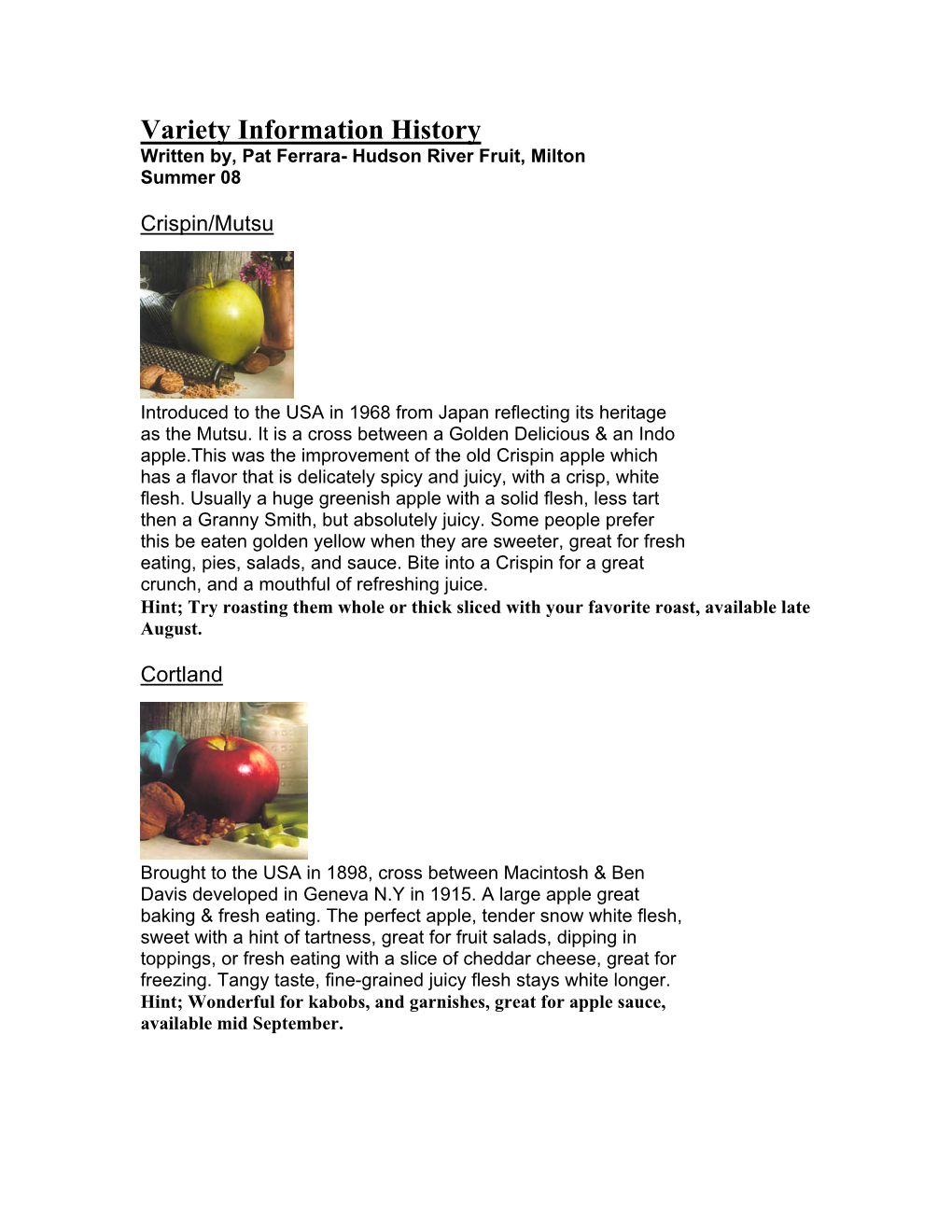 Apple Variety Information