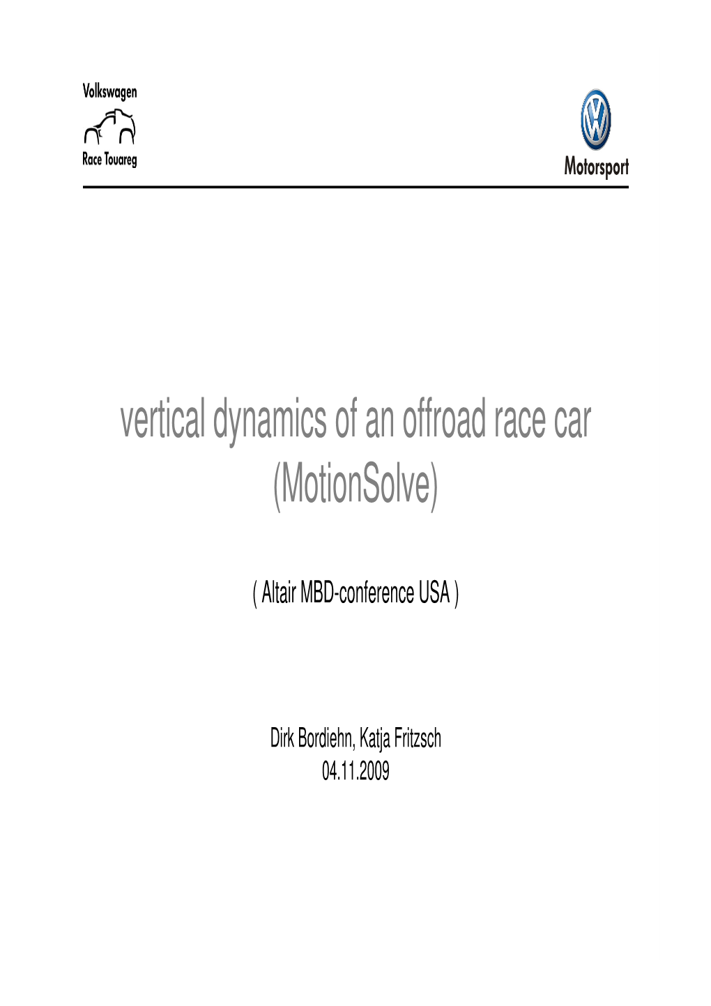 Vertical Dynamics of an Offroad Race Car (Motionsolve)