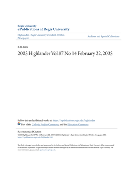 2005 Highlander Vol 87 No 14 February 22, 2005