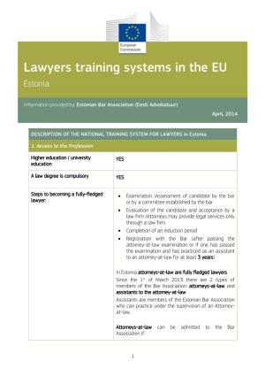 Lawyers Training Systems in the EU Estonia