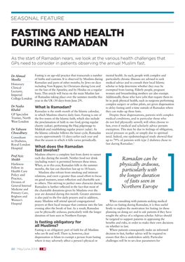 Fasting and Health During Ramadan